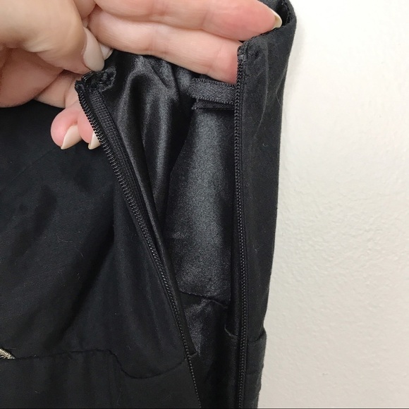Ann Taylor Factory Black Lined Dress Gold Trim 4 - Picture 6 of 8